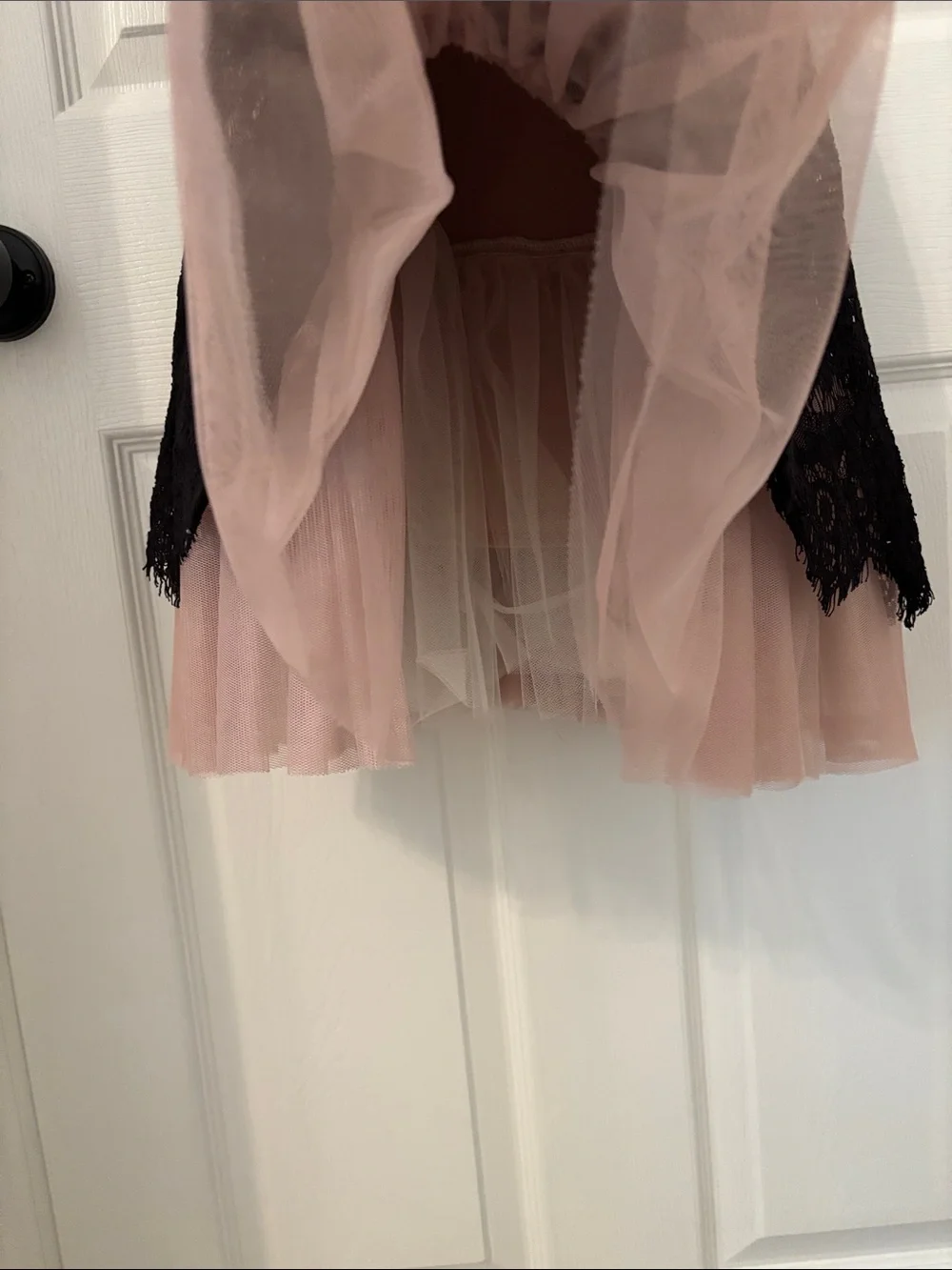 Betsy & Adam Black Lace Dress with Blush Lining